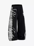 Curved Script Stripe Wide-Leg Sweatpants