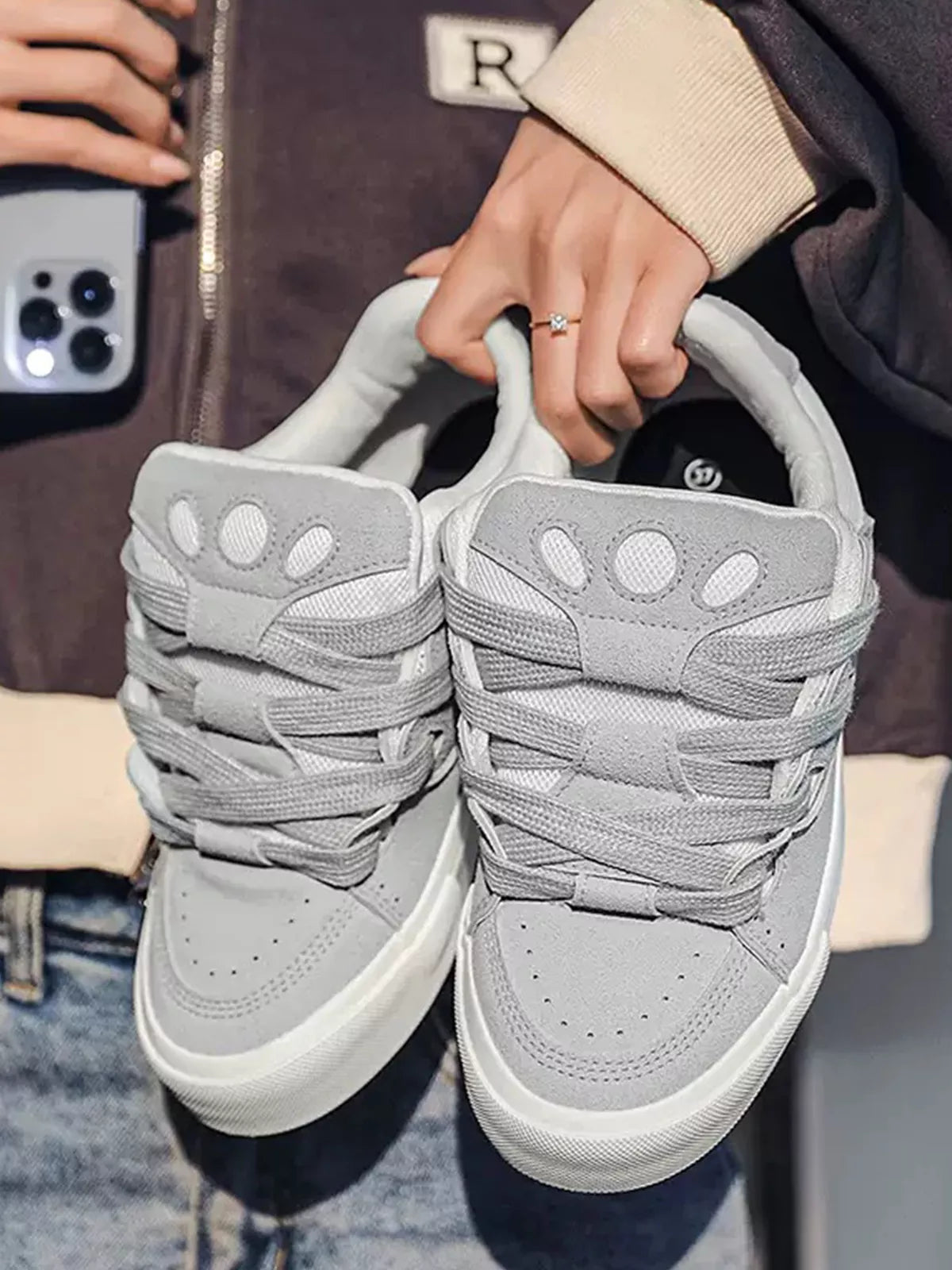 Niceprimes Grid Panel Chunky Streetwear Shoes