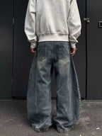 Blade Graphic Distressed Wide-Leg Jeans