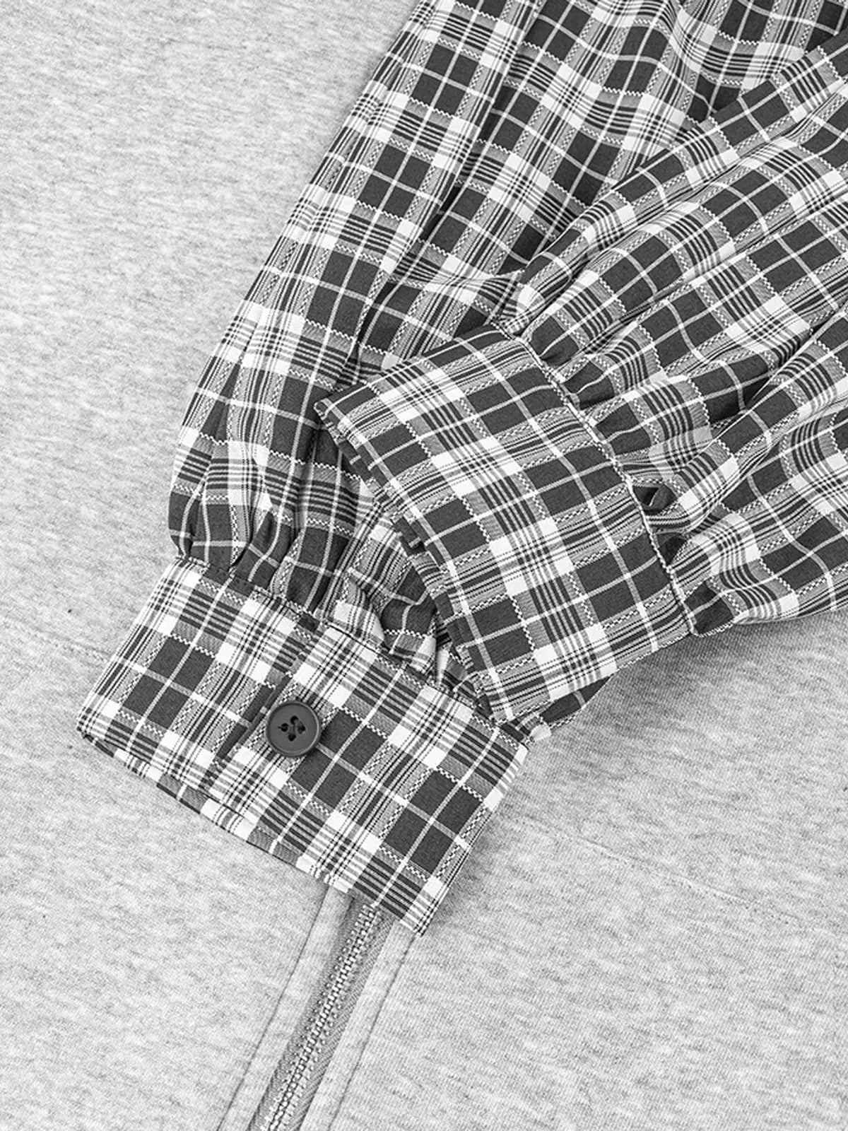 Plaid-Lined Dual-Wear Zip Hoodie