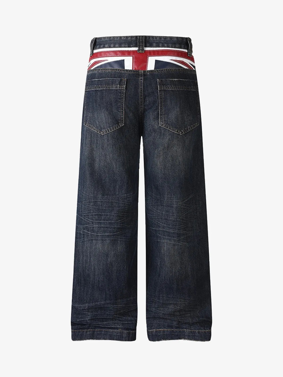 Flag Whiskered Raw Wide-Leg Jeans