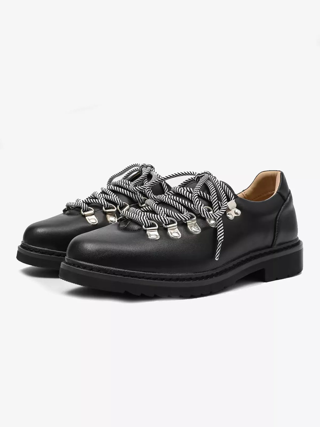 Niceprimes Chunky Leather D-Ring Lace-Up Derby Shoes