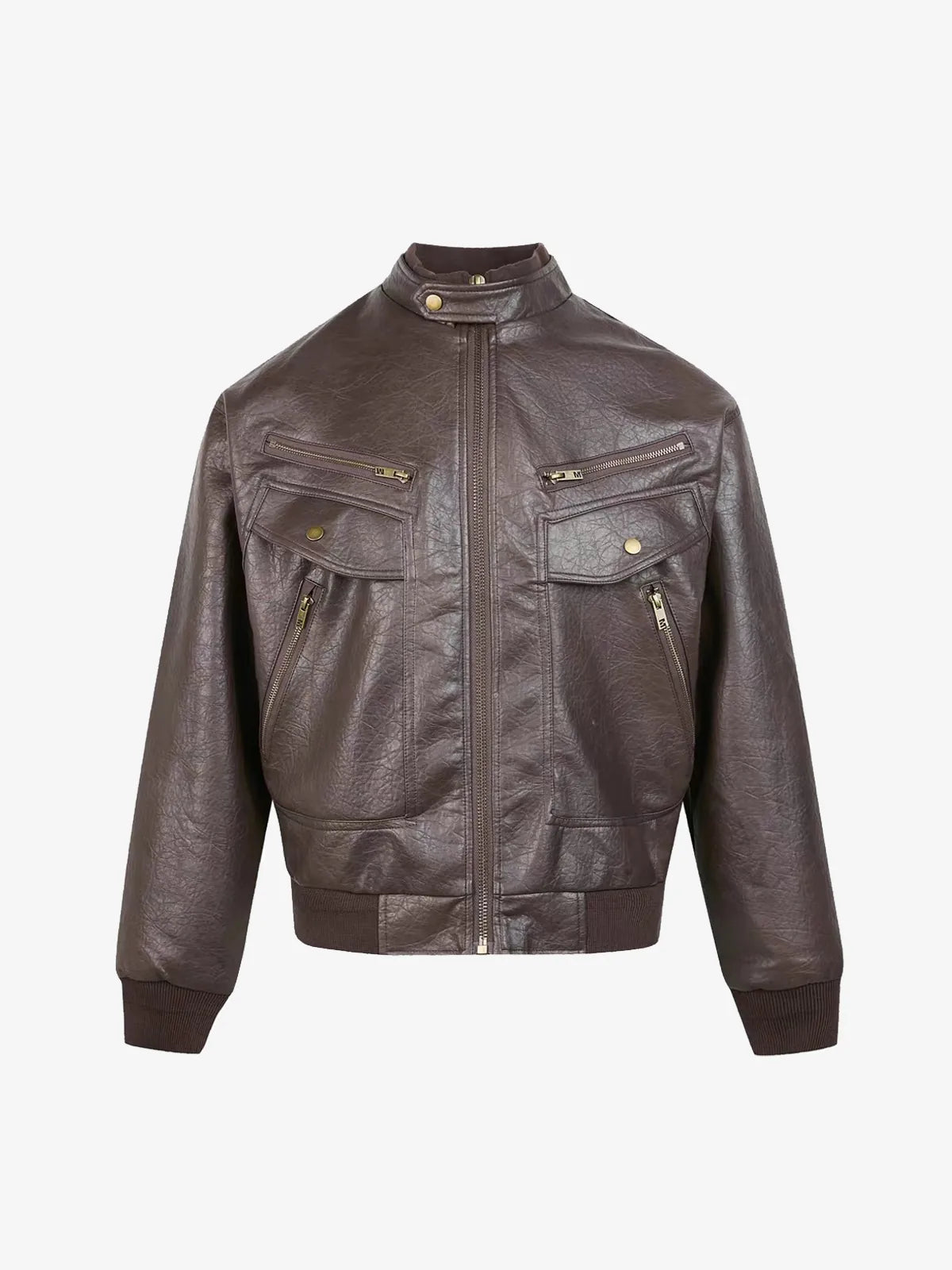 Leather Multi-Pocket Biker Jacket