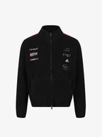 Racing-Patch Ribbed Knit High-Neck Zip-Up Cardigan