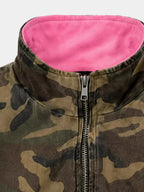 Pink Camo Embroidered Reversible Fleece Jacket