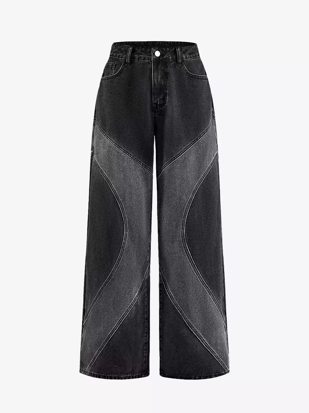 Vintage Washed Curve Panel Baggy Jeans