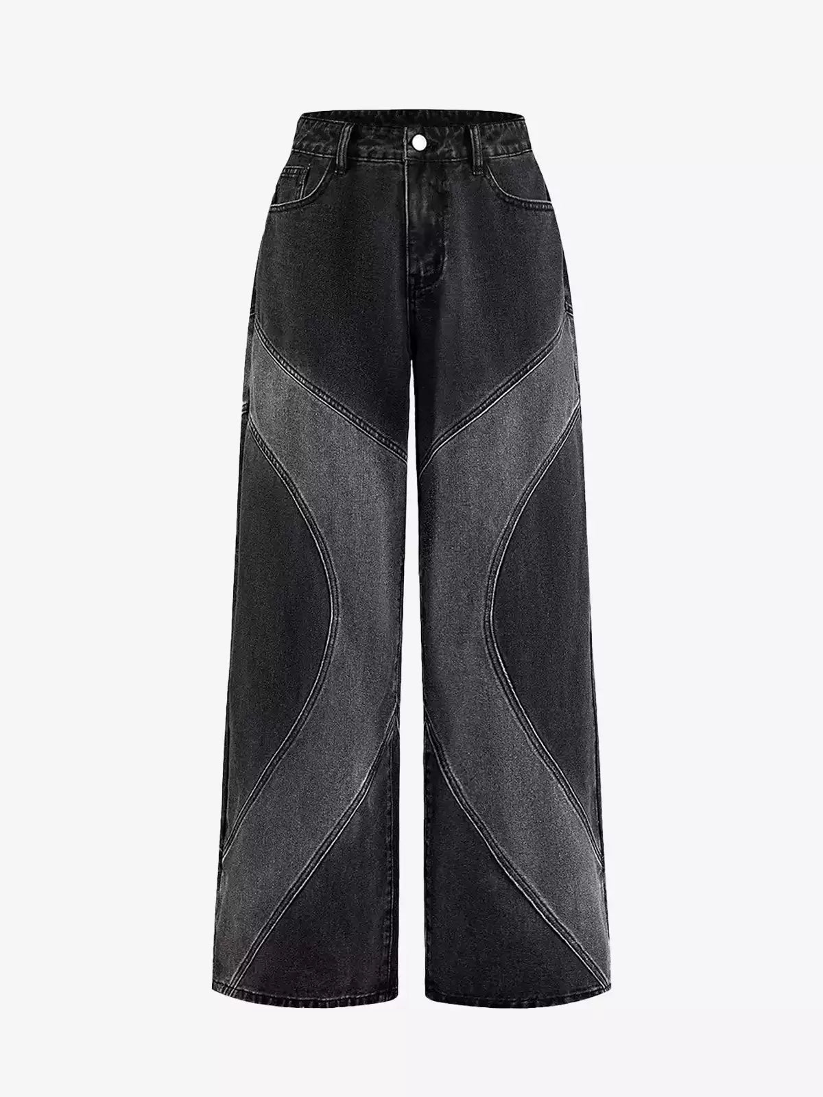 Vintage Washed Curve Panel Baggy Jeans