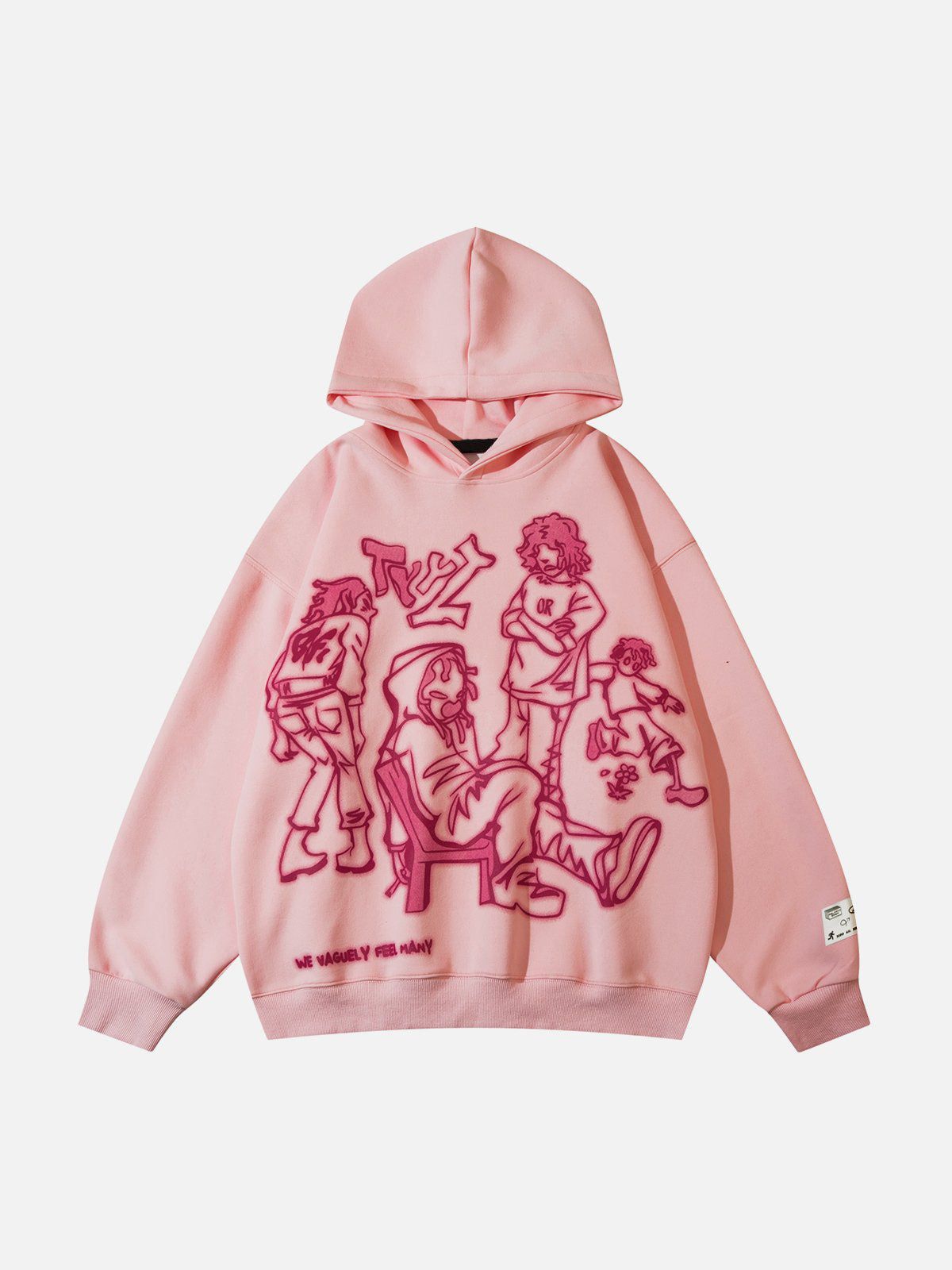 Niceprimes Cartoon Line Character Print Hoodie