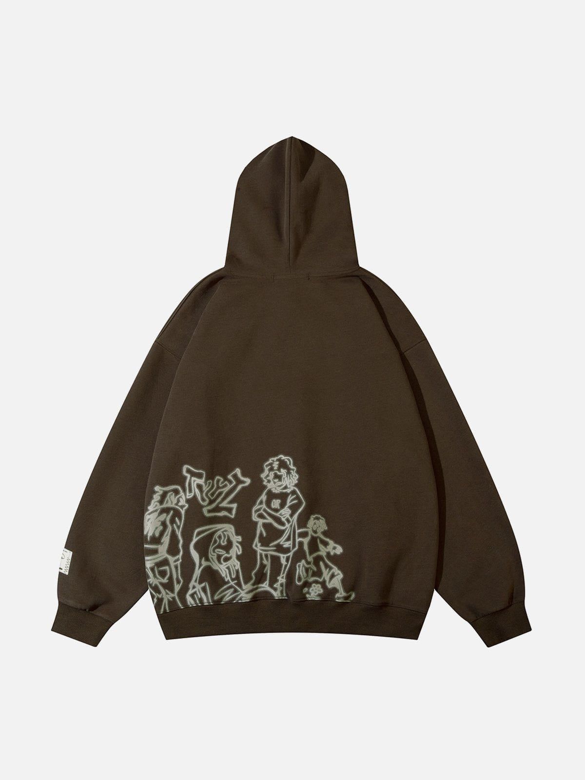 Niceprimes Cartoon Line Character Print Hoodie